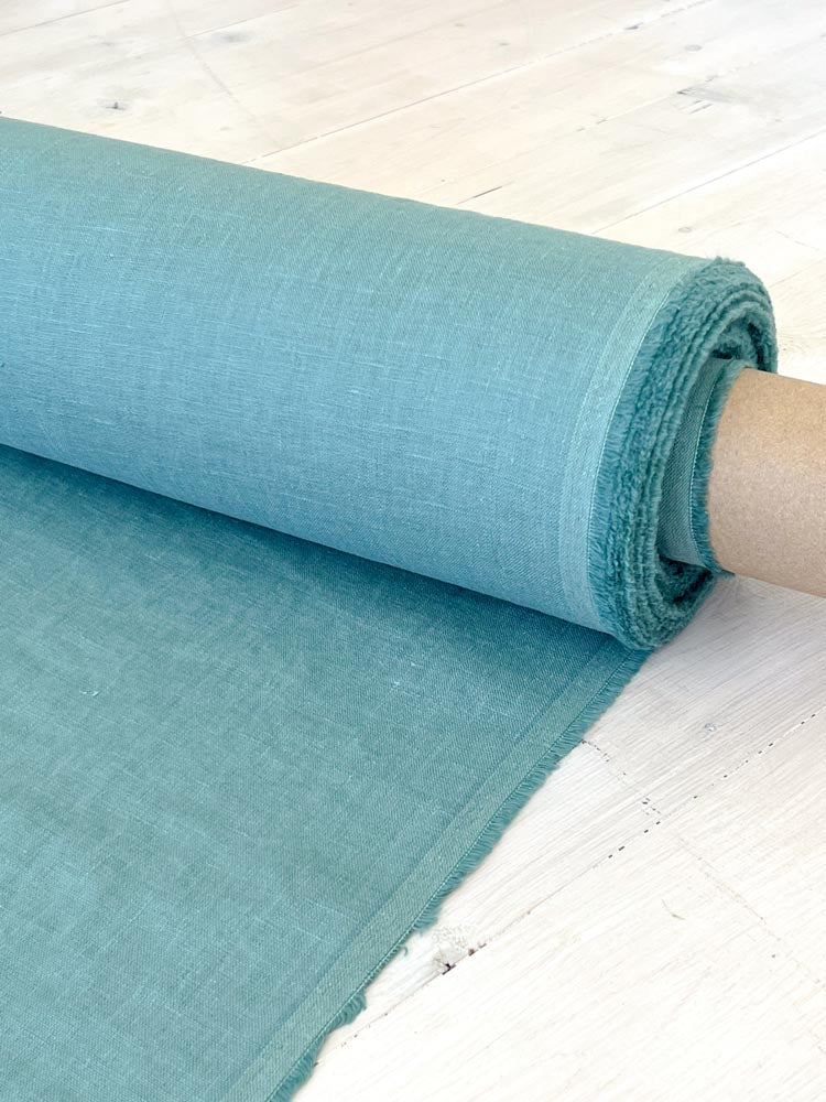 Aqua haze linen fabric - earthytextiles