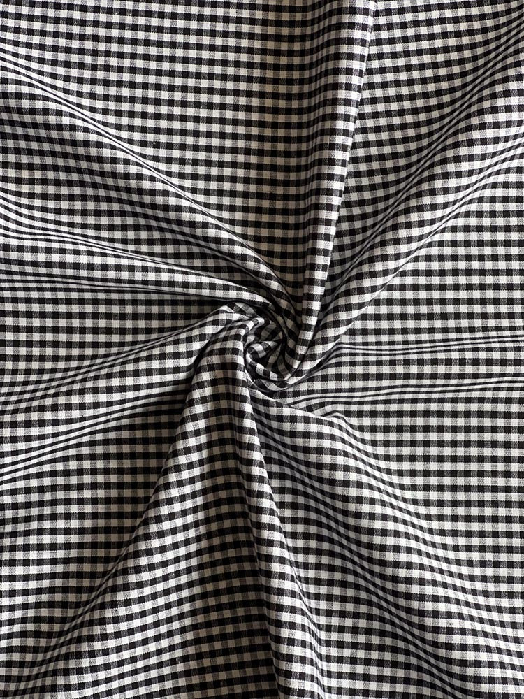 Black gingham cotton - earthytextiles