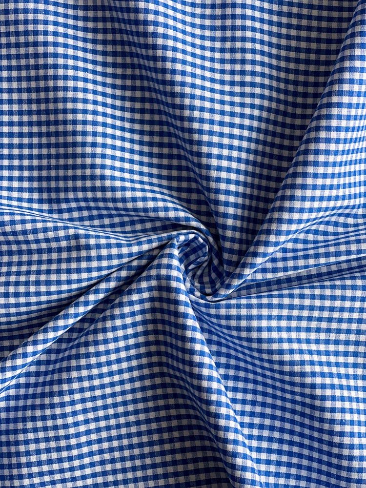 Blue gingham cotton - earthytextiles