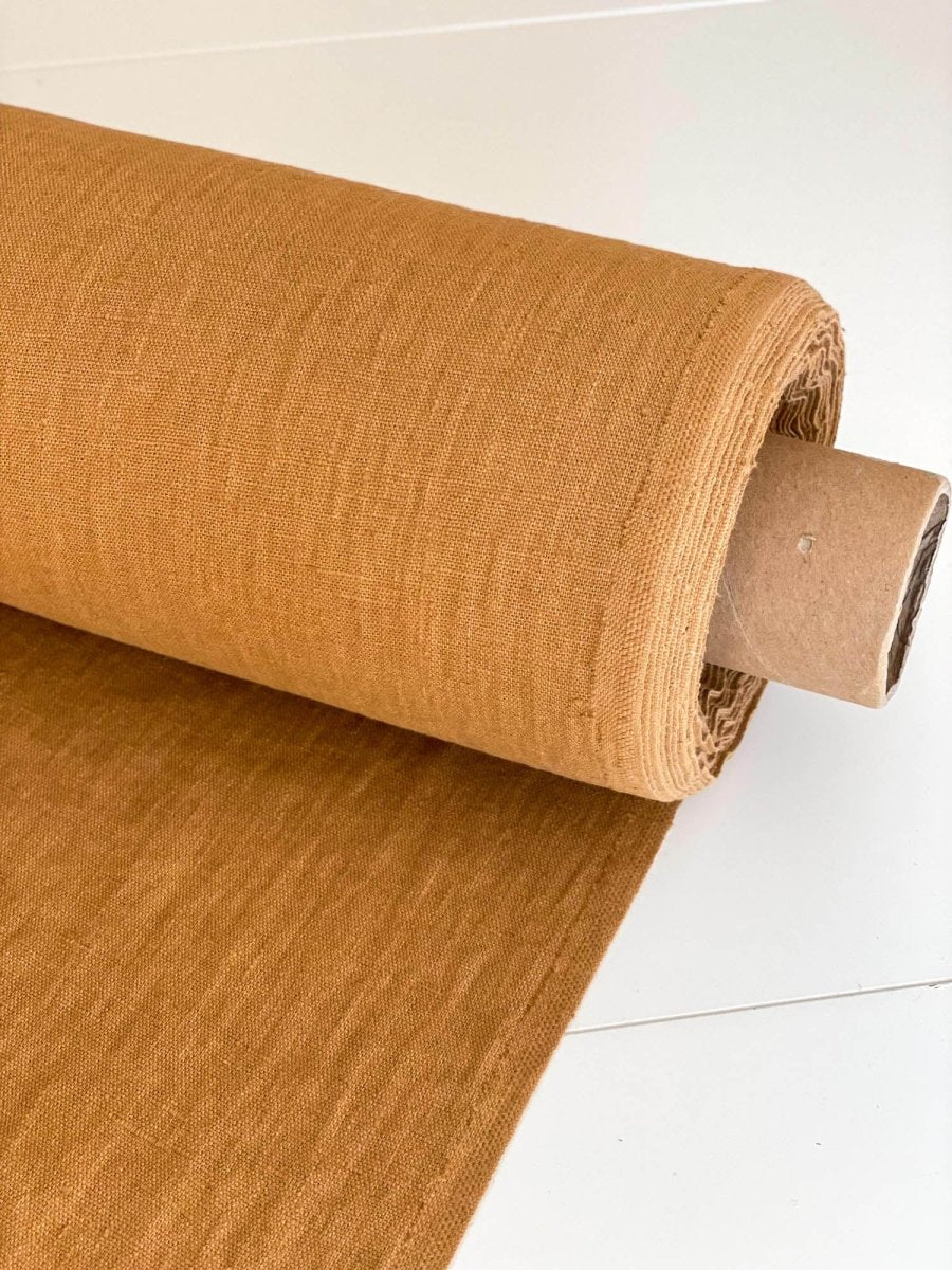 Camel heavyweight linen fabric - earthytextiles