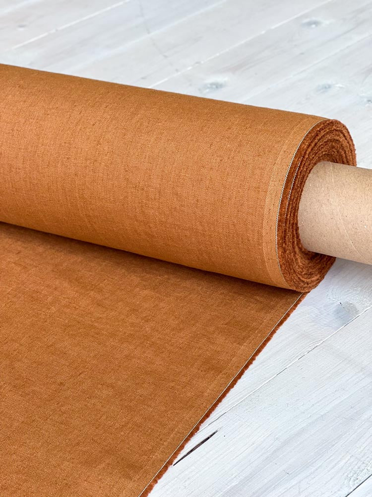 Cathay spice linen fabric - earthytextiles
