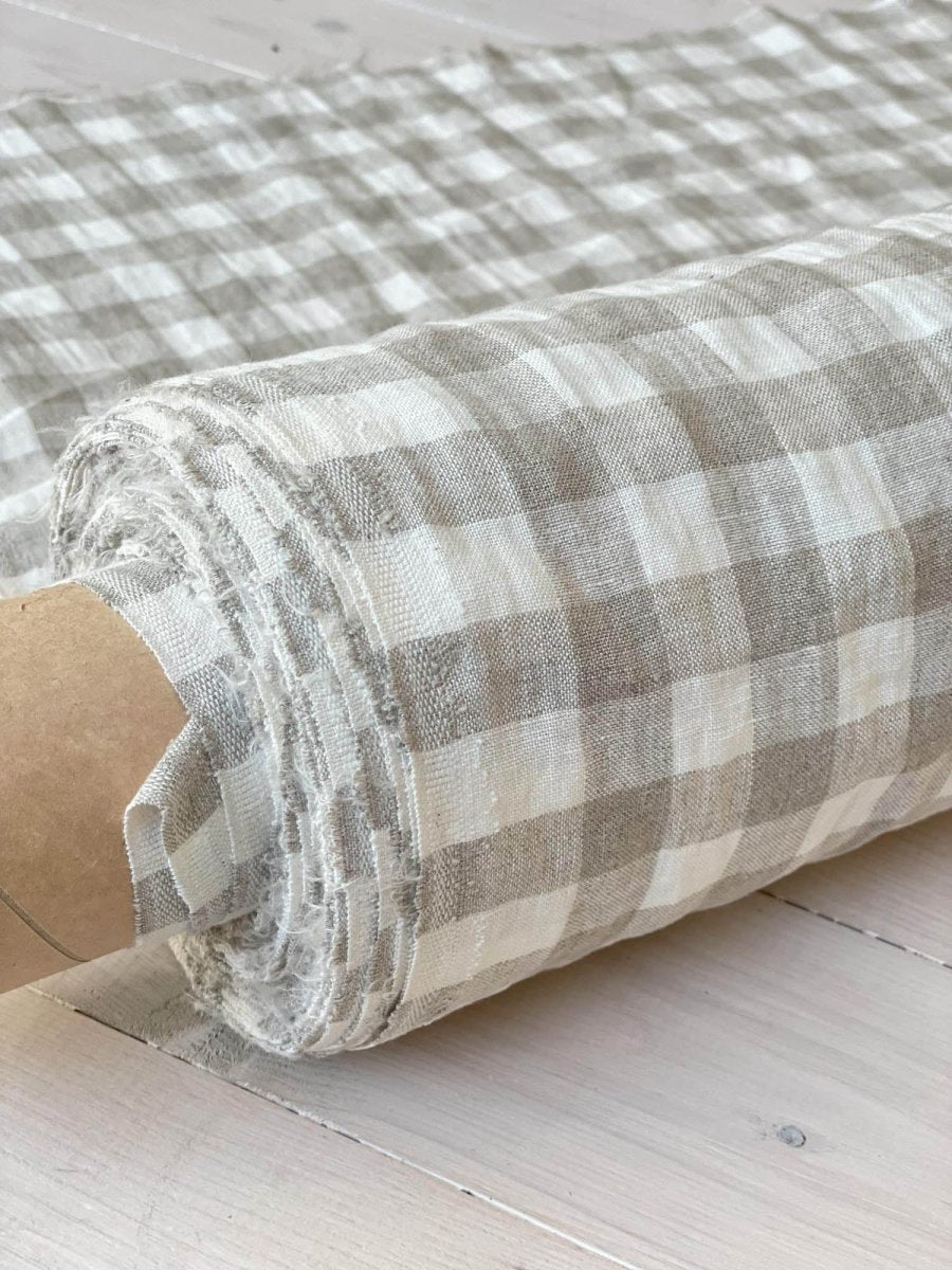 Checkered linen fabric, style 1 - earthytextiles