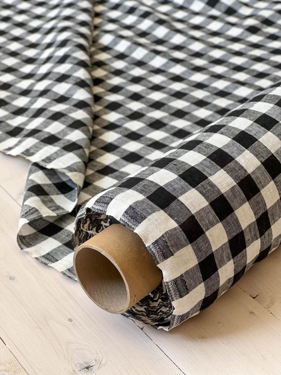 Checkered linen fabric, style 2 - earthytextiles