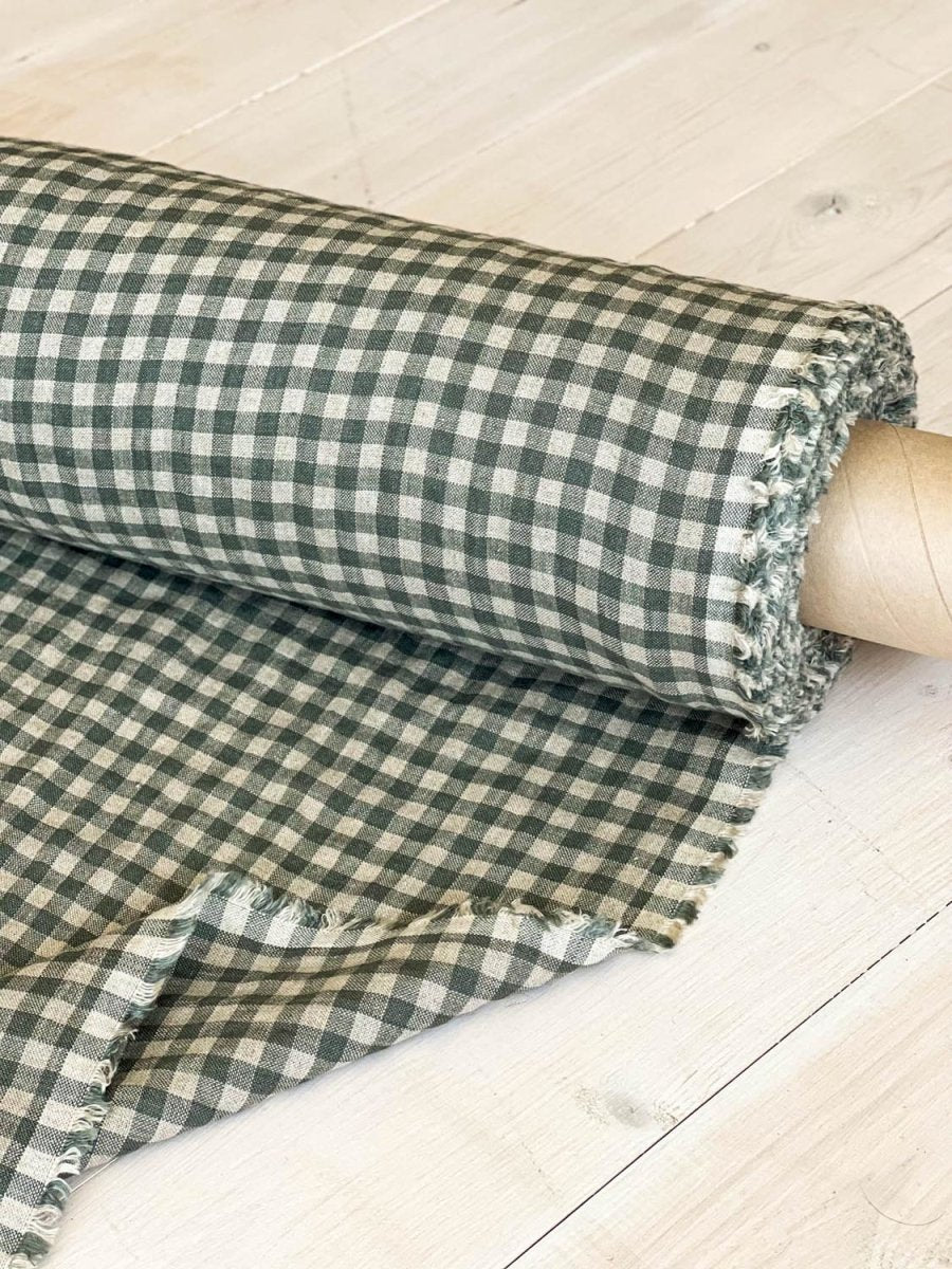 Checkered linen fabric, style 3 - earthytextiles
