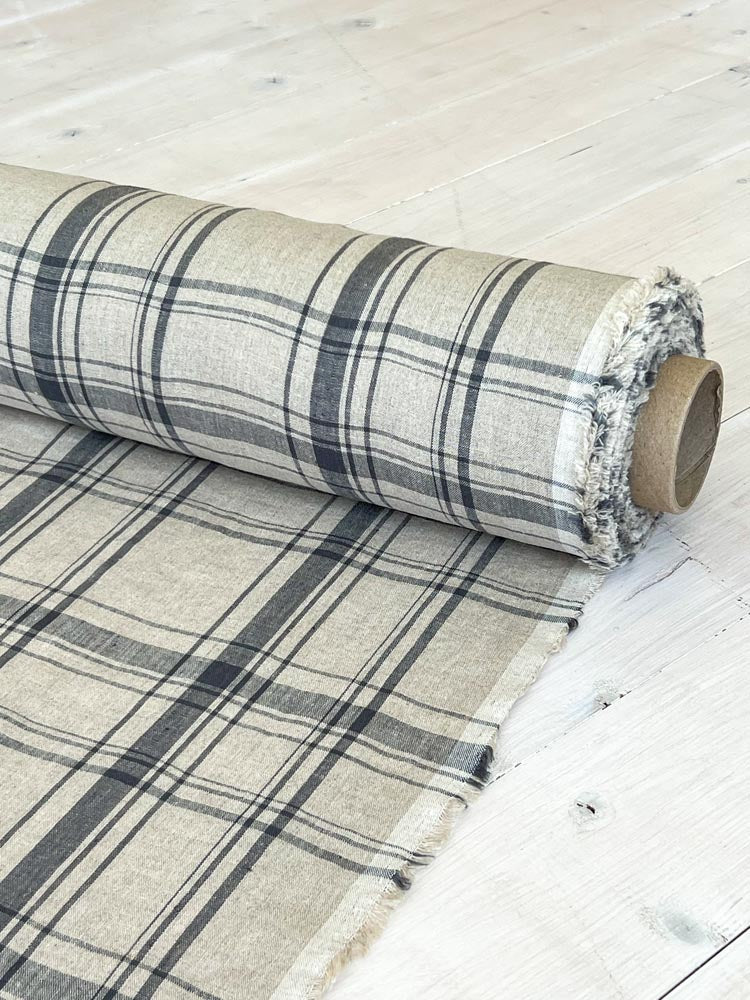 Checkered linen fabric, style 4 - earthytextiles