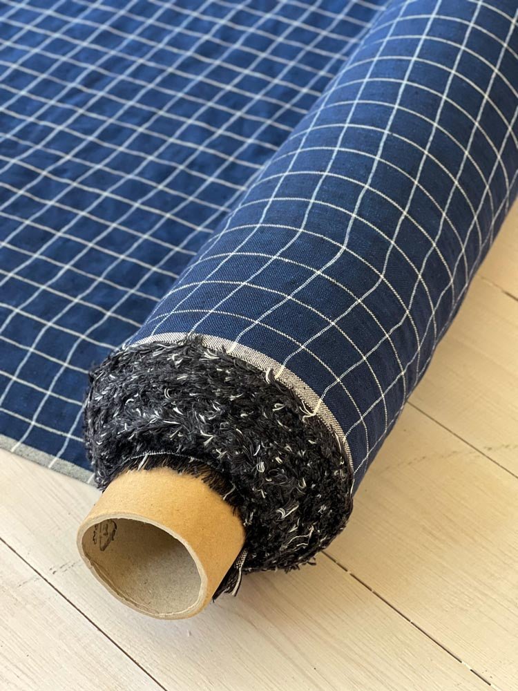 Checkered linen fabric, style 5 - earthytextiles