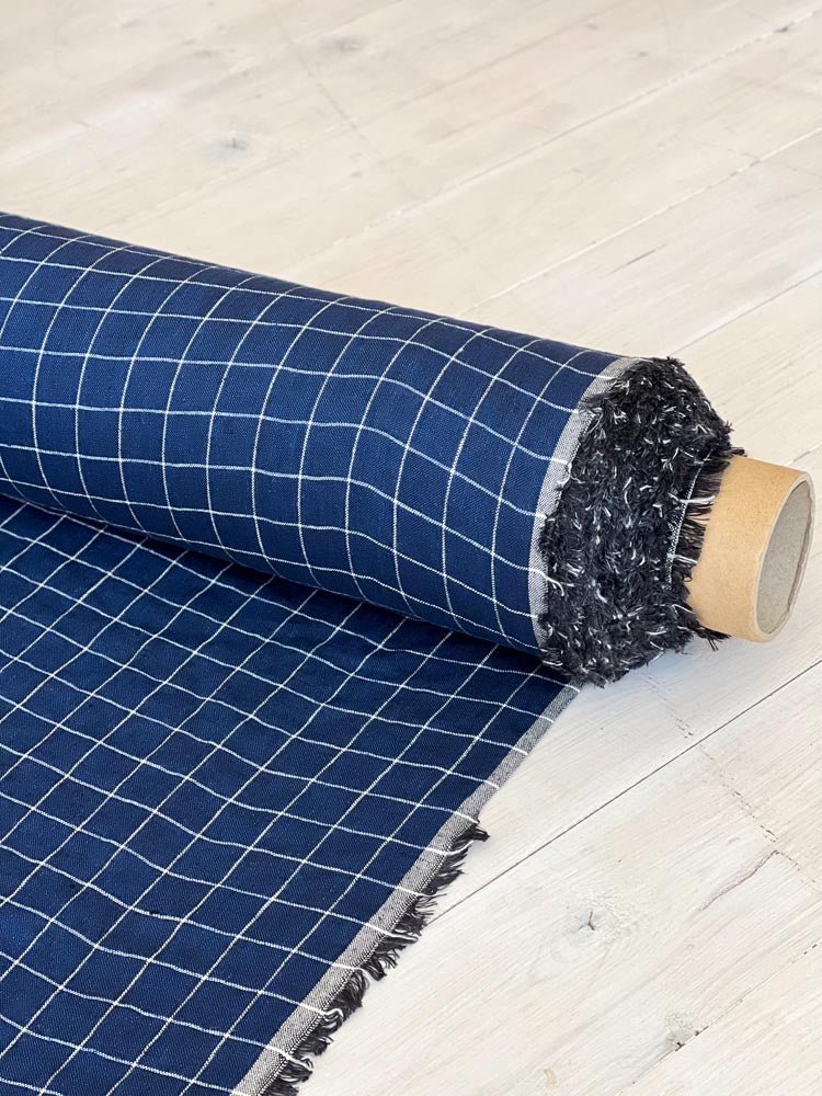 Checkered linen fabric, style 5 - earthytextiles