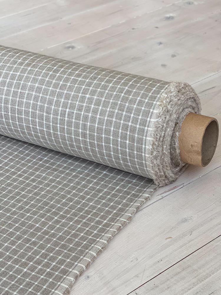 Checkered linen fabric, style 6 - earthytextiles
