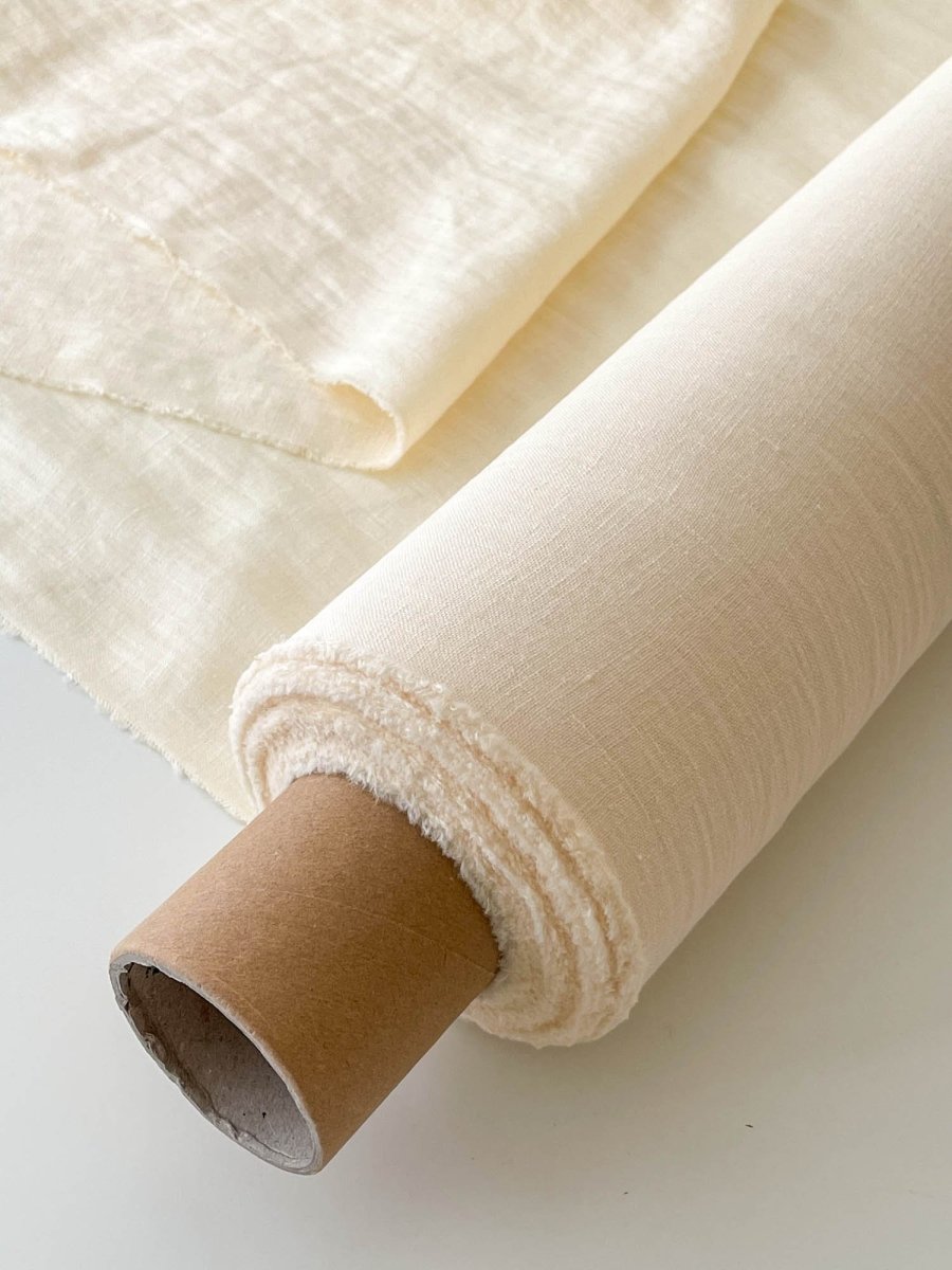 Cream linen fabric - earthytextiles