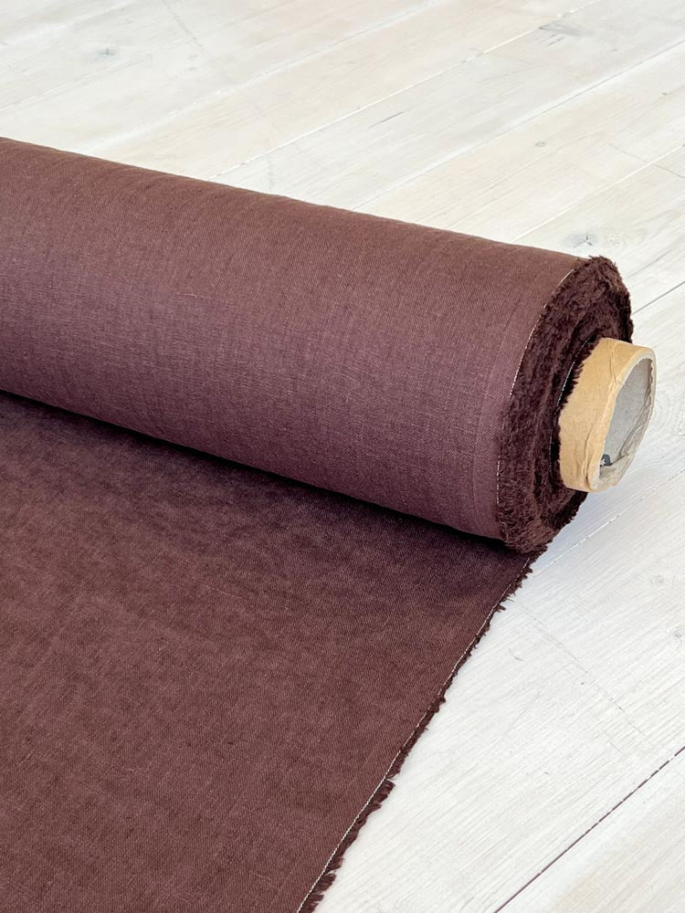 Dark chocolate linen fabric - earthytextiles