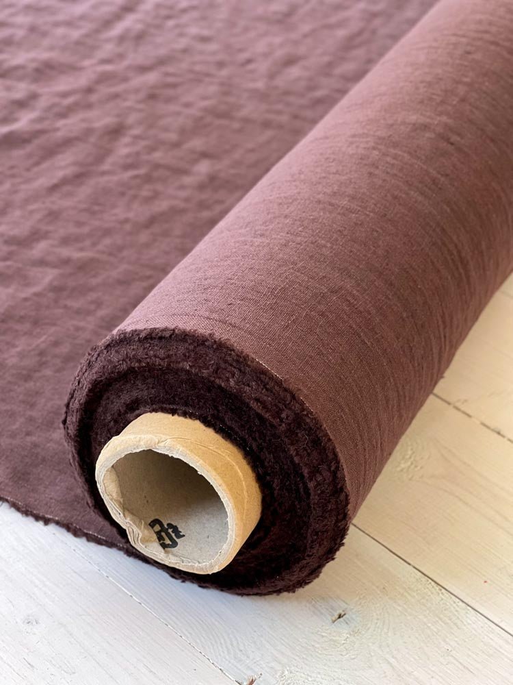 Dark chocolate linen fabric - earthytextiles