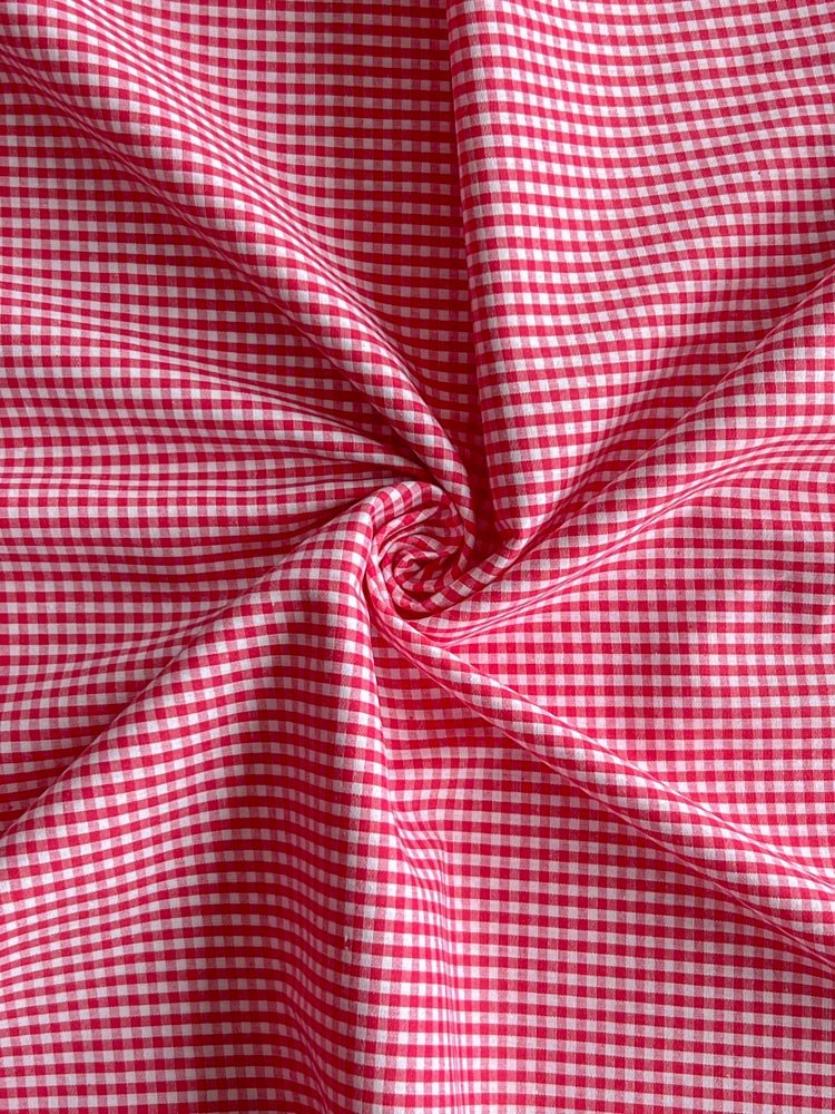 Dark pink gingham cotton - earthytextiles