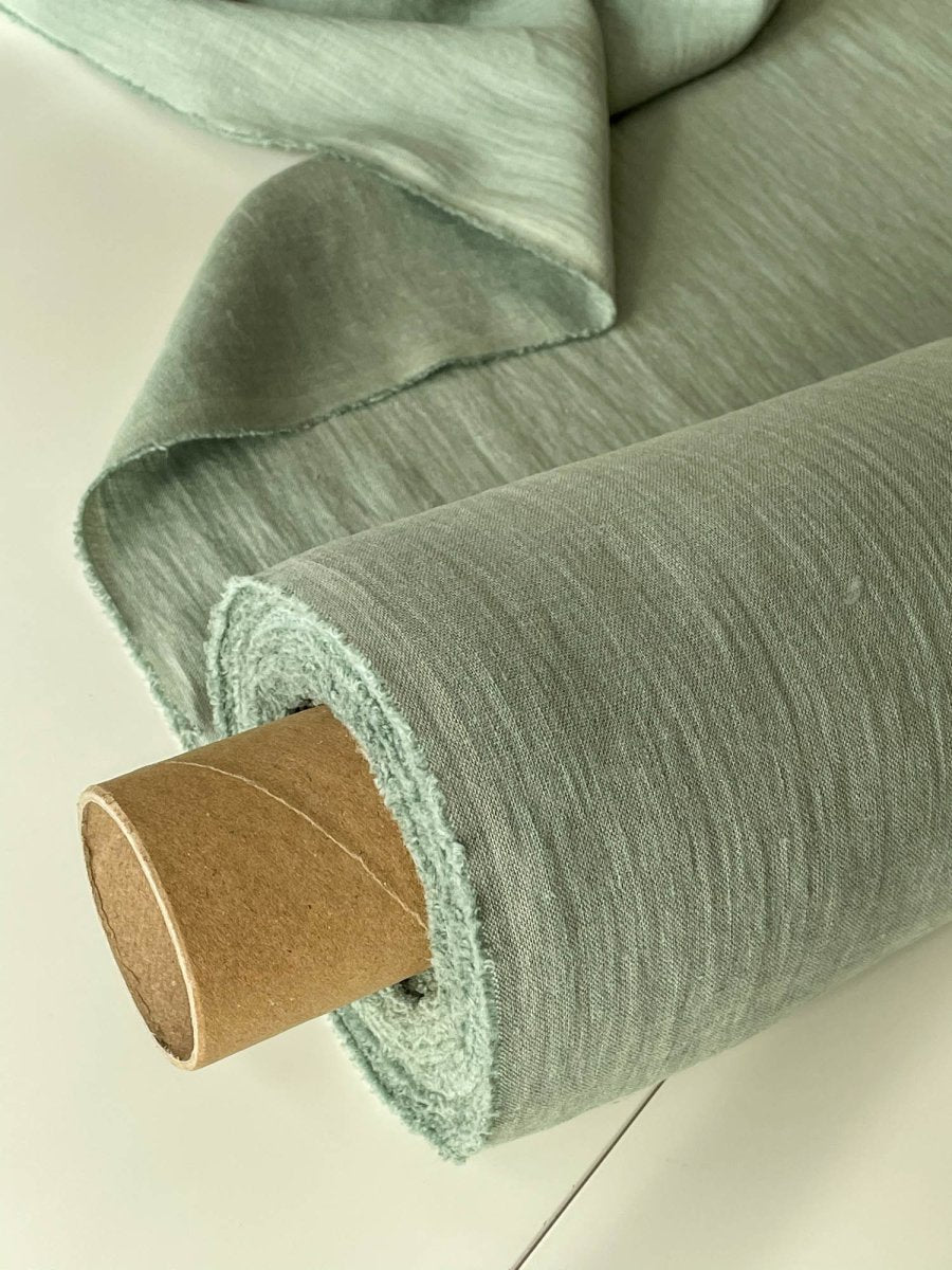 Frosty green linen fabric - earthytextiles