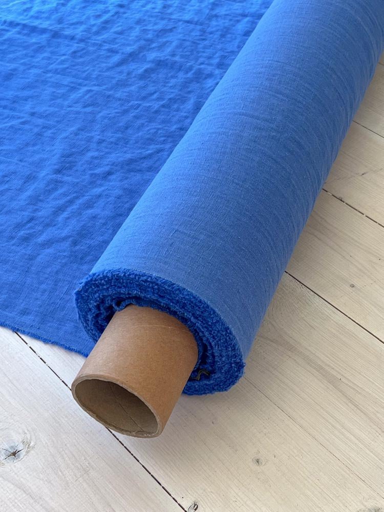Granada sky linen fabric - earthytextiles