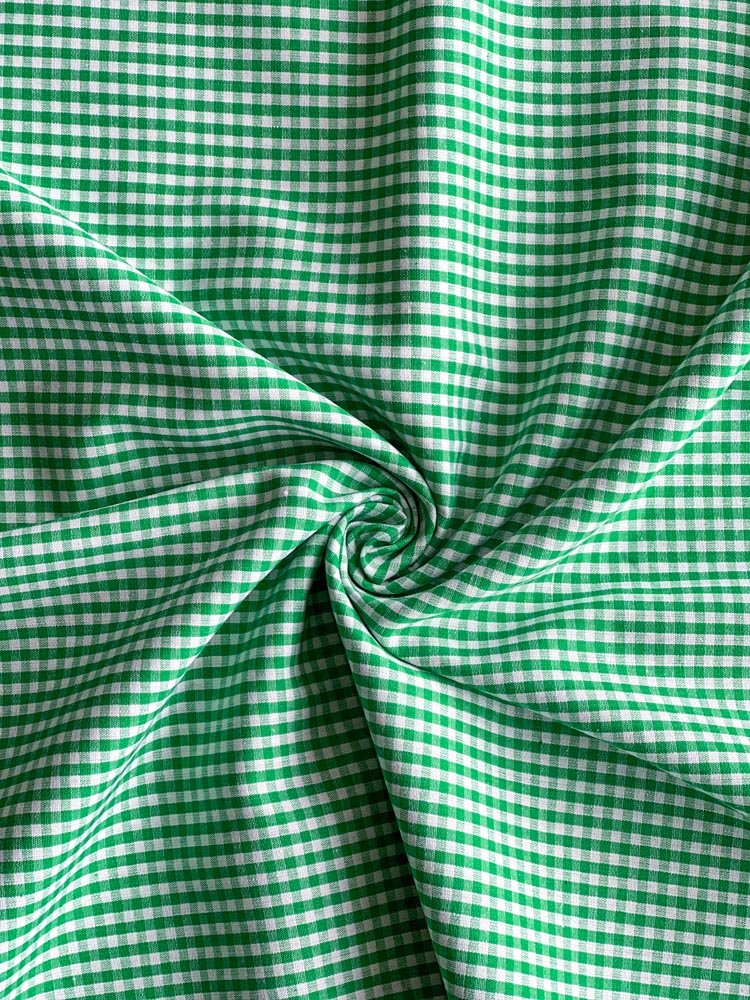 Green gingham cotton - earthytextiles