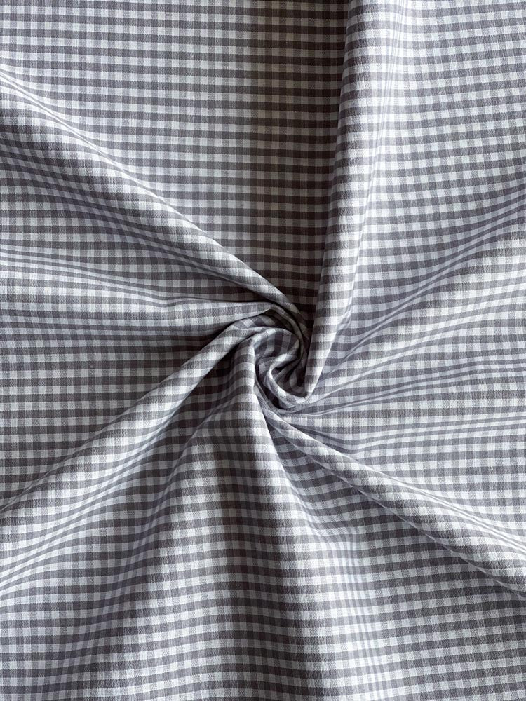 Grey gingham cotton - earthytextiles