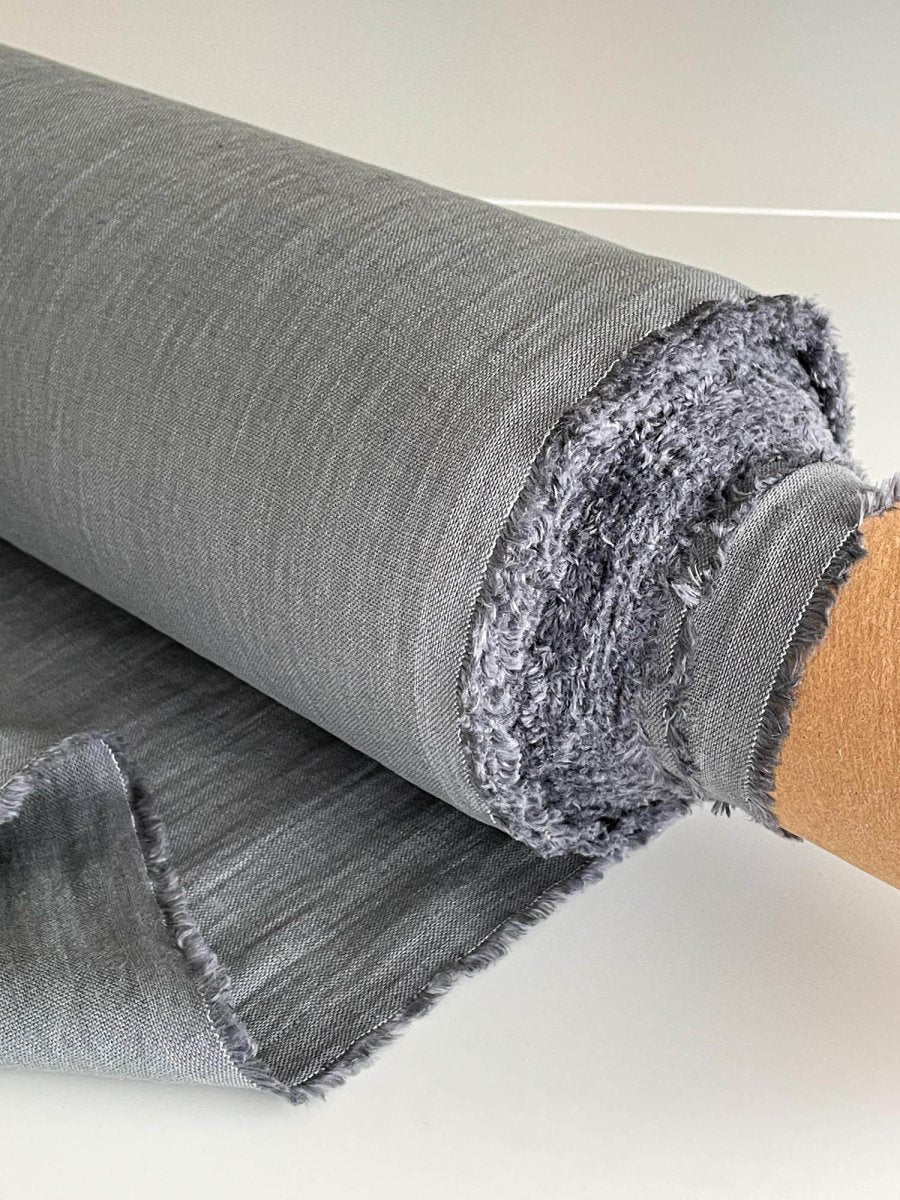 Grey linen fabric - earthytextiles
