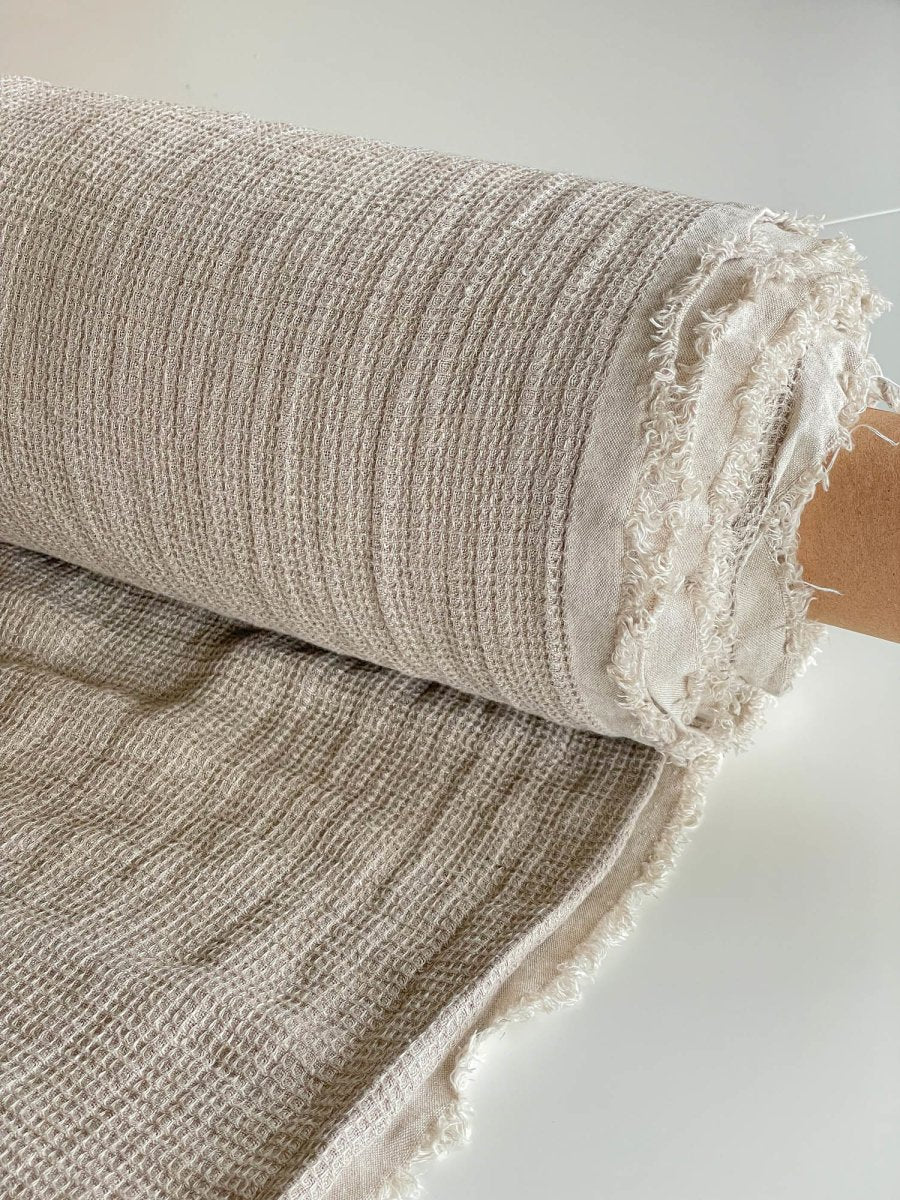 Linen waffle fabric - earthytextiles
