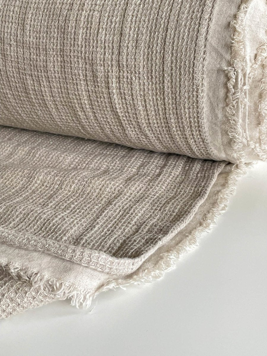 Linen waffle fabric - earthytextiles