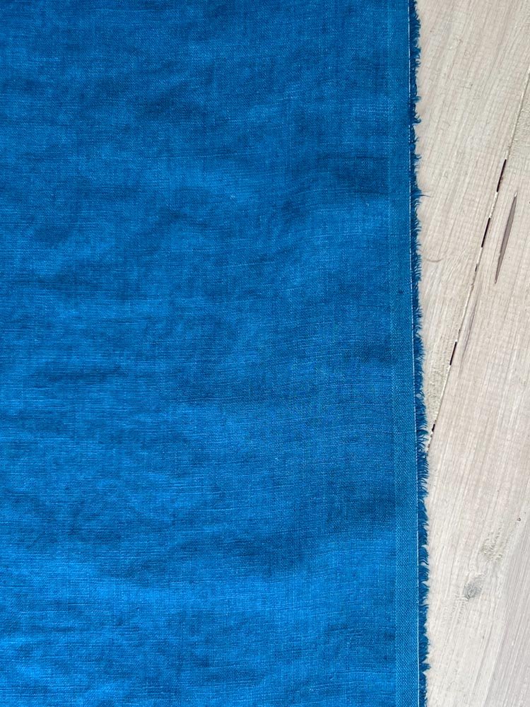 Lyons blue linen fabric - earthytextiles