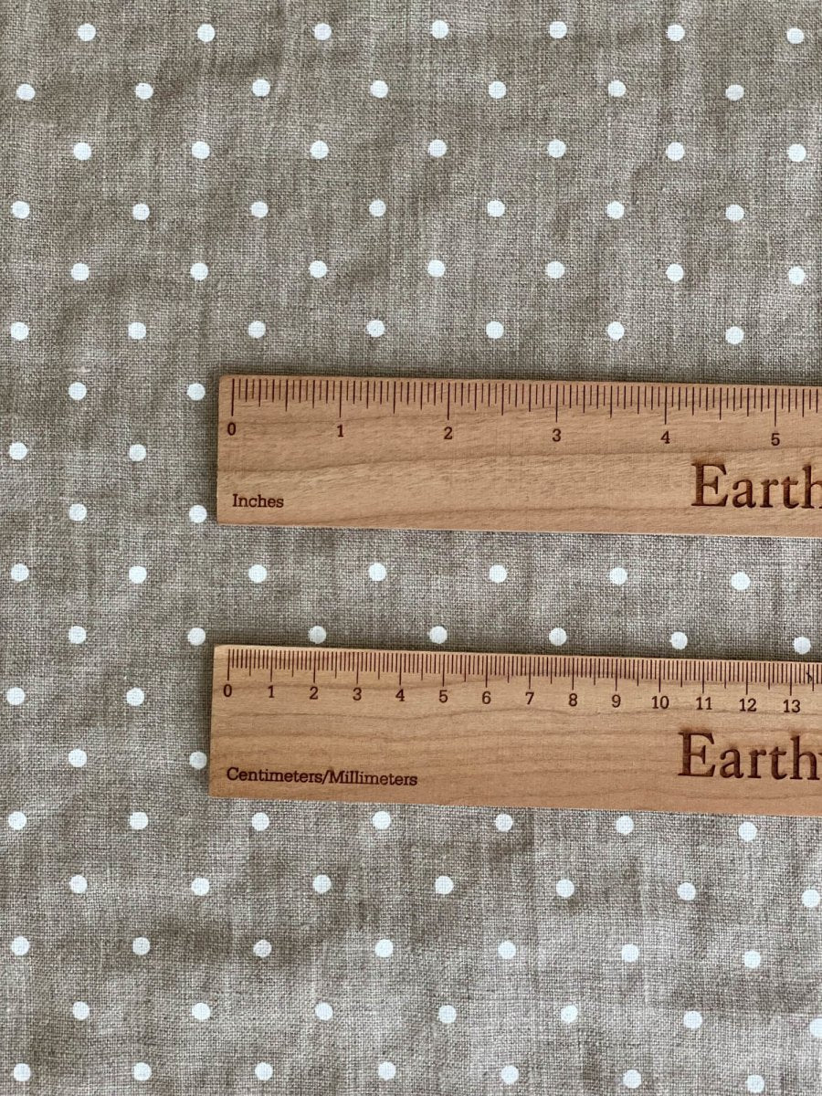Natural linen fabric with white dots - earthytextiles