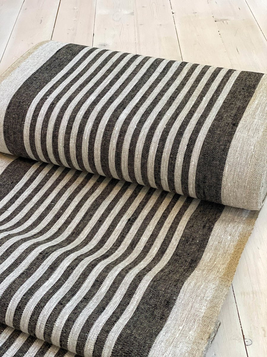 Natural narrow with black stripes - earthytextiles