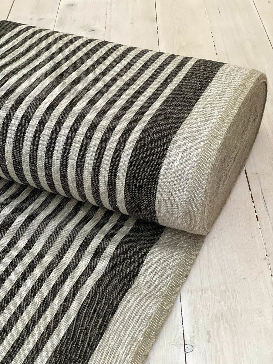 Natural narrow with black stripes - earthytextiles