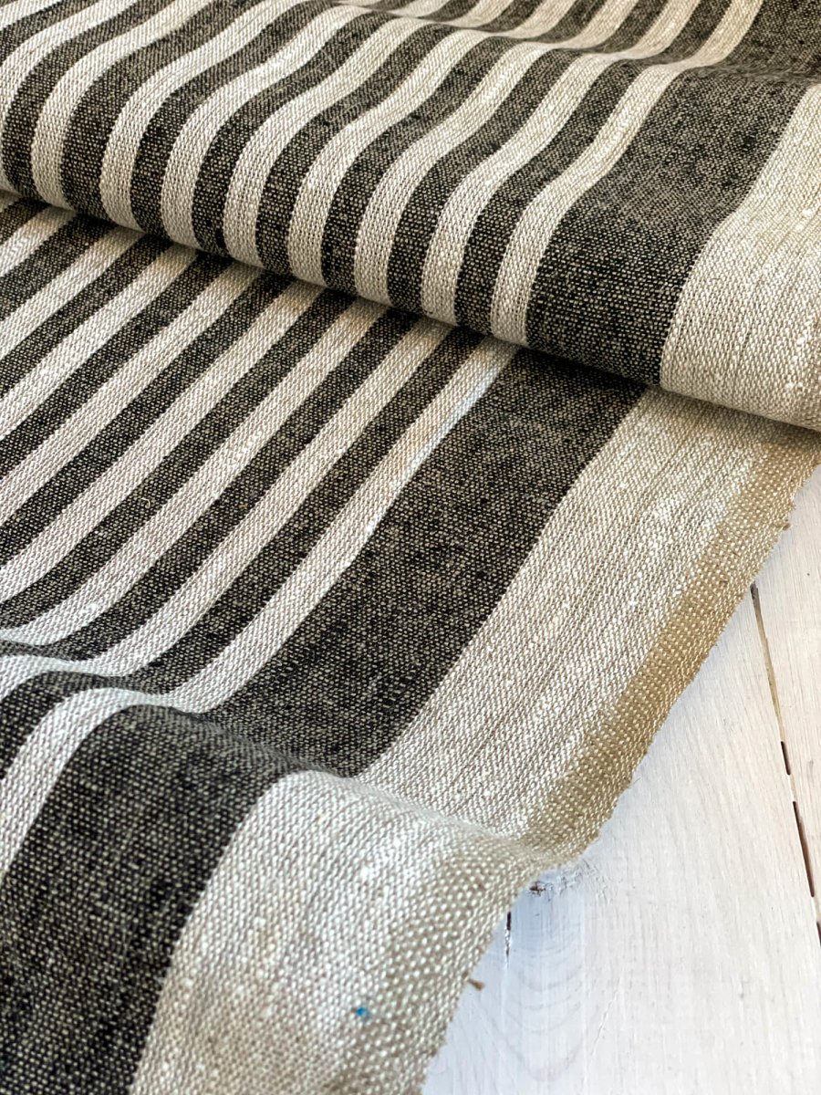 Natural narrow with black stripes - earthytextiles