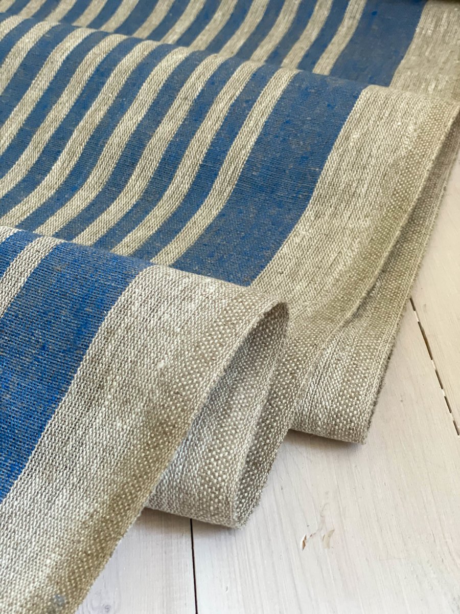Natural narrow with blue stripes - earthytextiles
