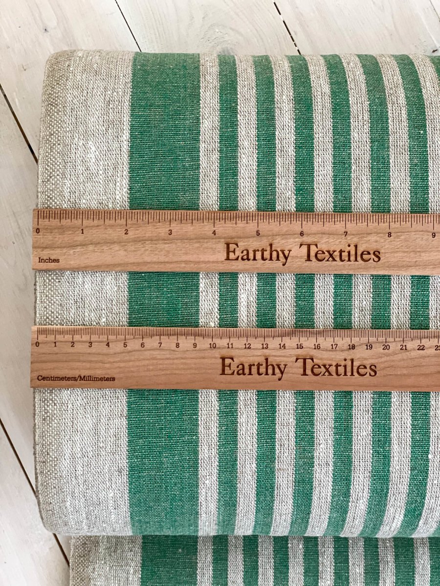 Natural narrow with green stripes - earthytextiles