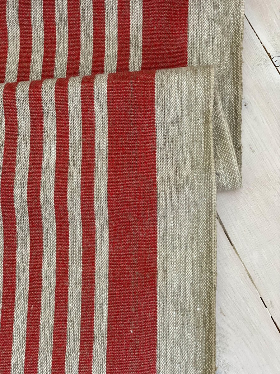 Natural narrow with red stripes - earthytextiles