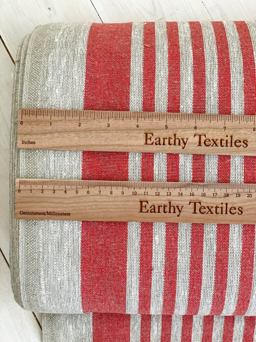 Natural narrow with red stripes - earthytextiles