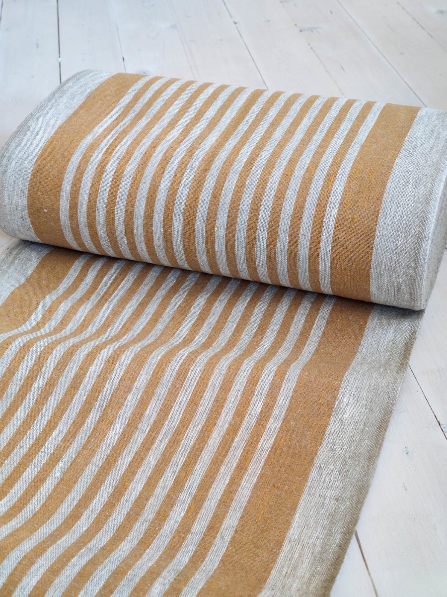 Natural narrow with yellow stripes - earthytextiles