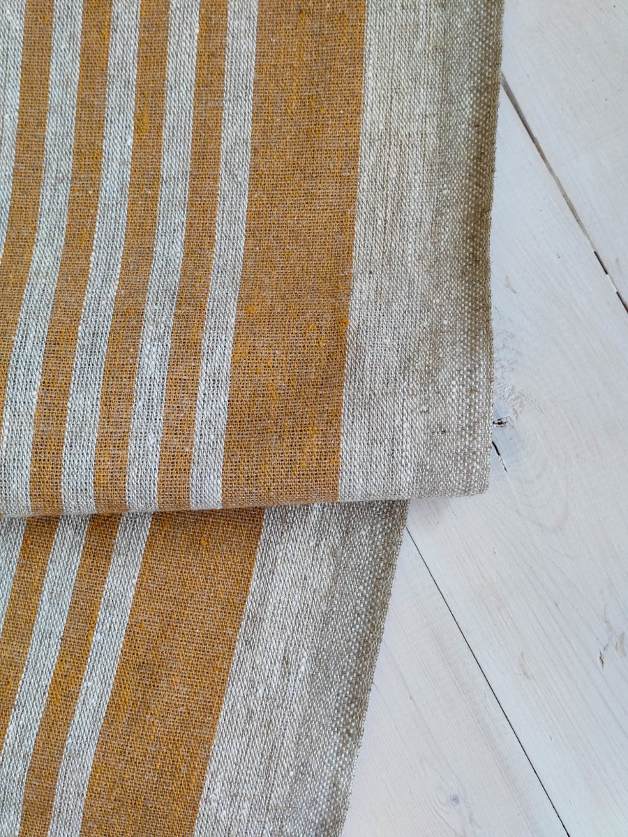 Natural narrow with yellow stripes - earthytextiles