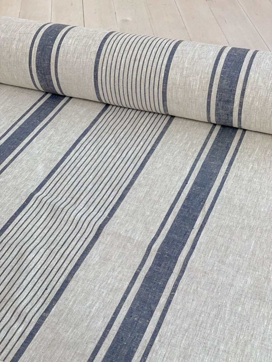 Natural with blue stripes - earthytextiles