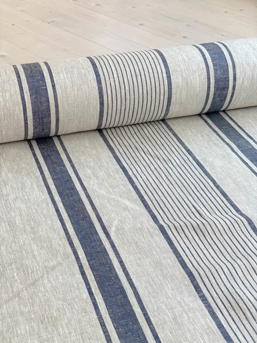 Natural with blue stripes - earthytextiles