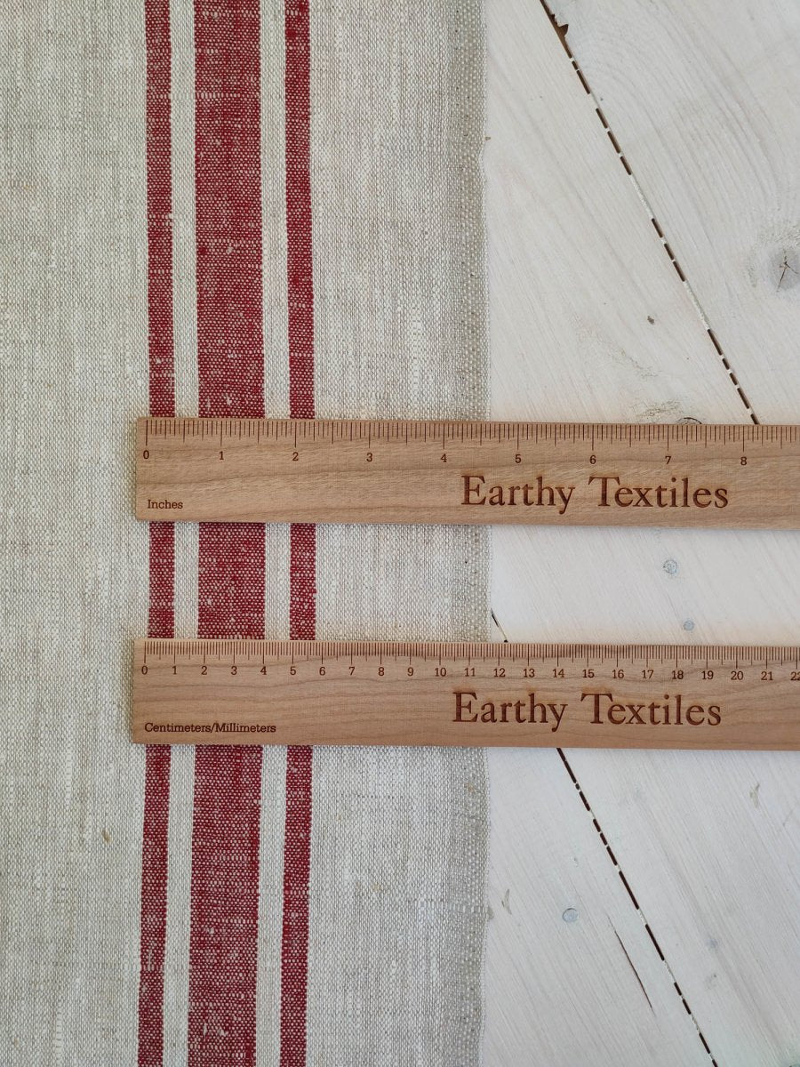 Natural with cherry red stripes - earthytextiles