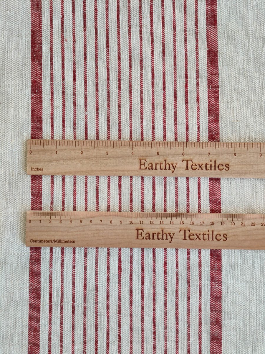 Natural with cherry red stripes - earthytextiles