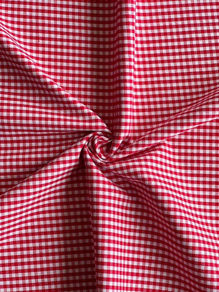 Red gingham cotton - earthytextiles