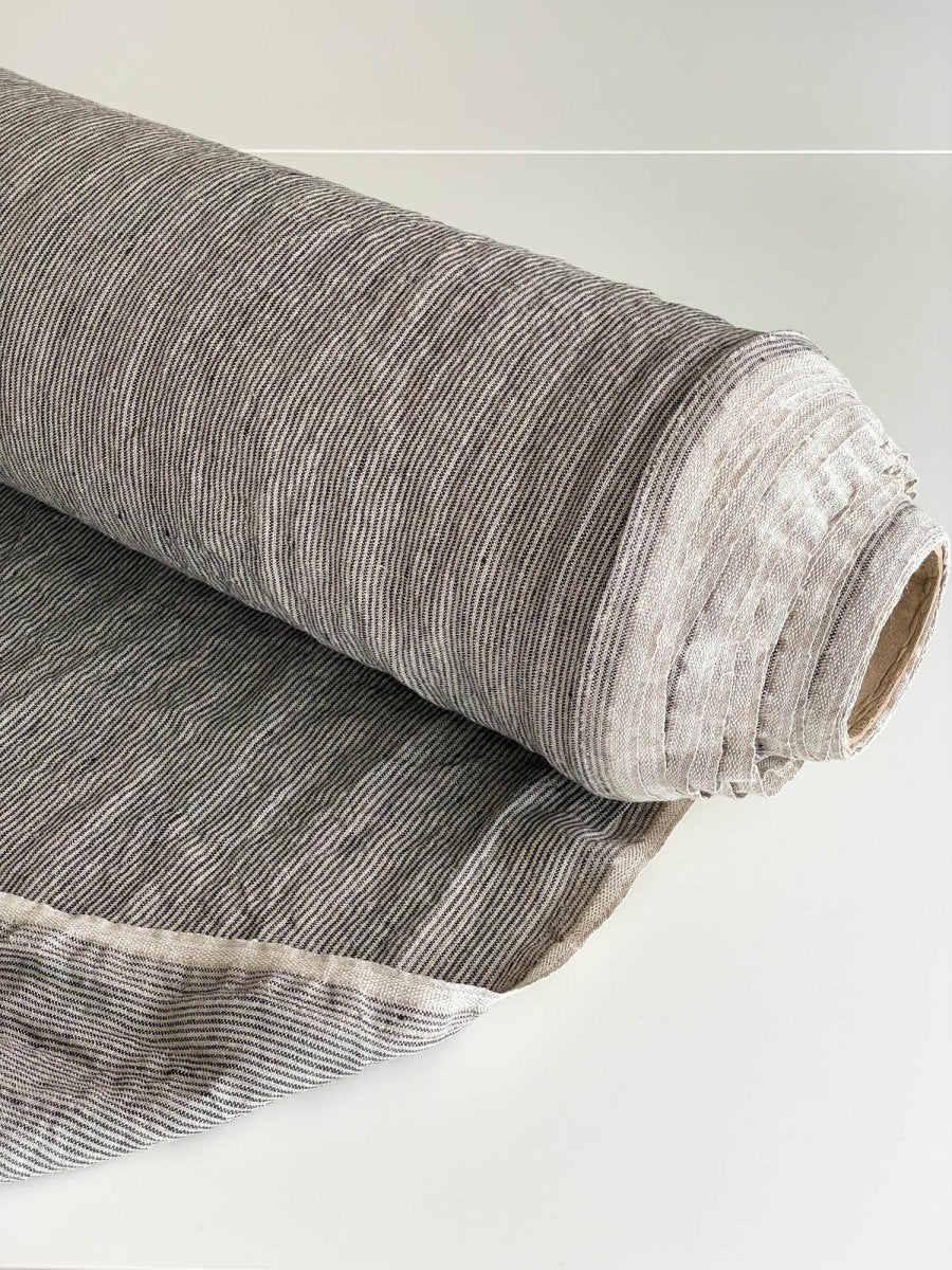 Striped linen fabric, style 1 - earthytextiles