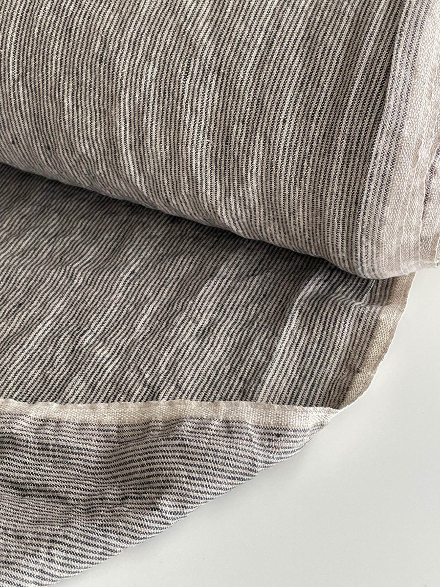 Striped linen fabric, style 1 - earthytextiles