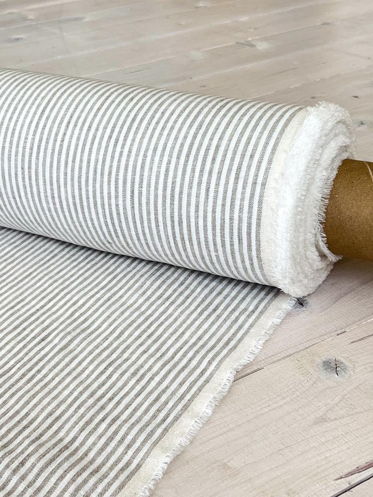 Striped linen fabric, style 8 - earthytextiles