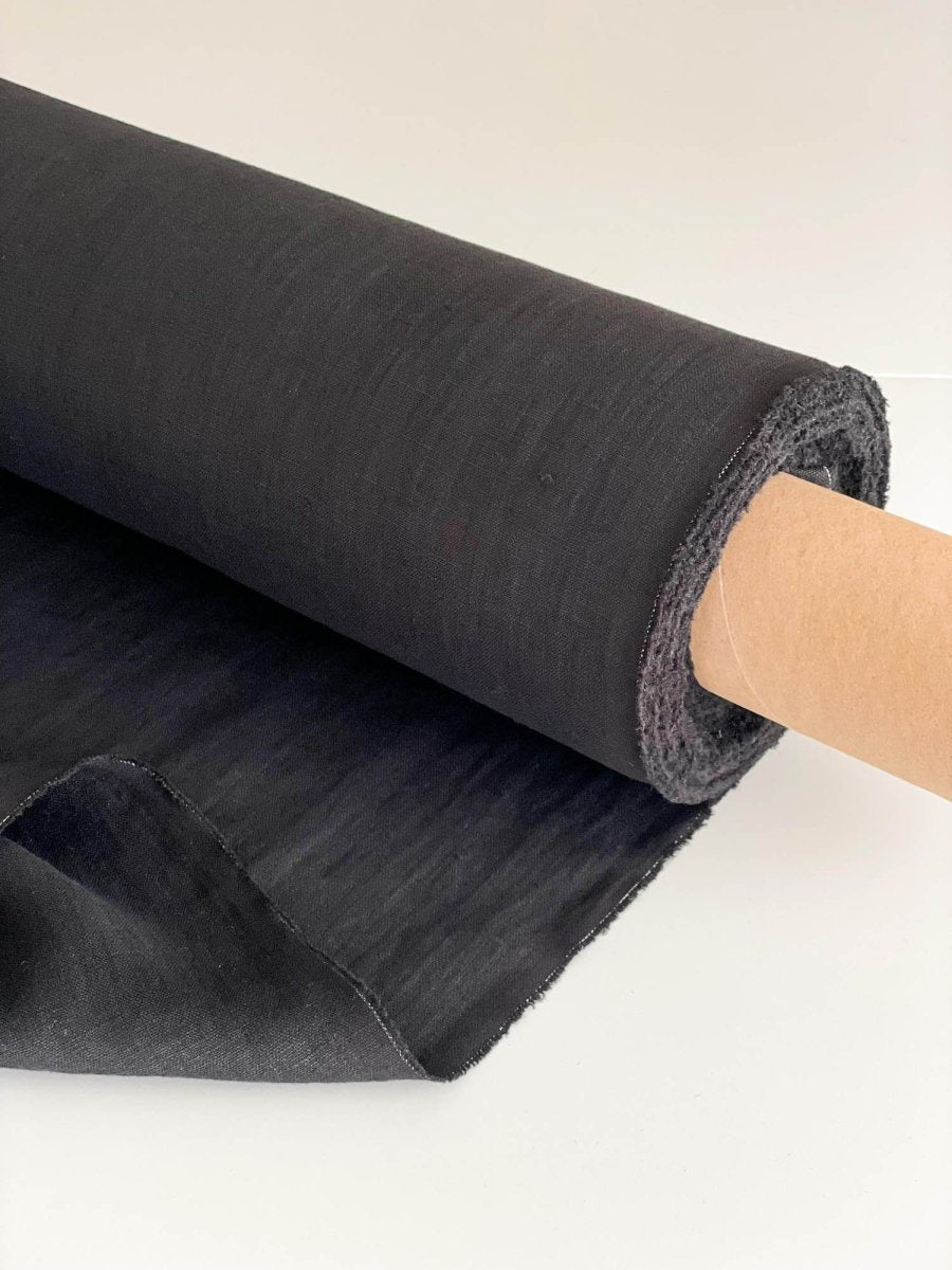 Black linen fabric - earthytextiles