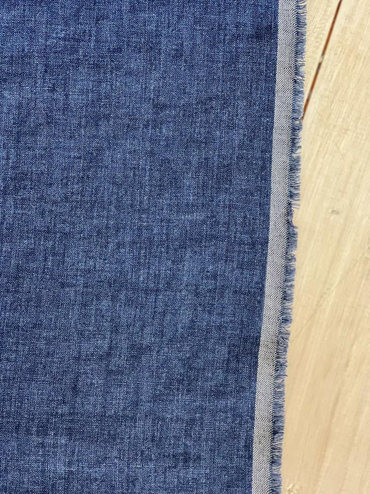 Blue melange linen fabric - earthytextiles