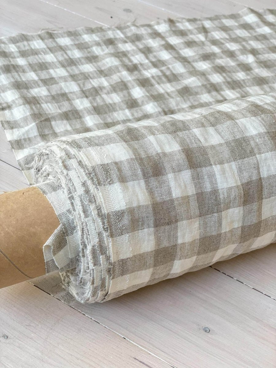 Checkered linen fabric, style 1 - earthytextiles