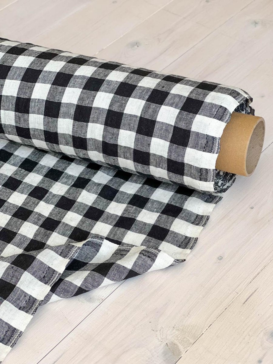 Checkered linen fabric, style 2 - earthytextiles