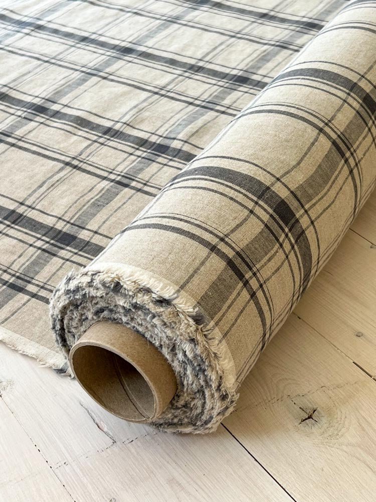 Checkered linen fabric, style 4 - earthytextiles