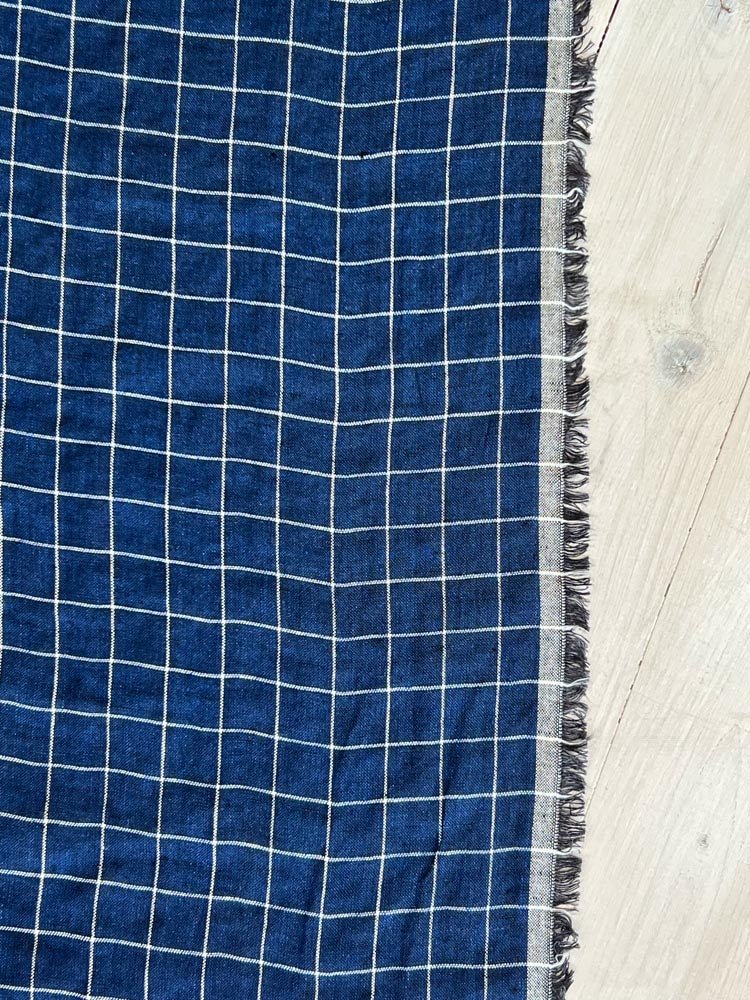 Checkered linen fabric, style 5 - earthytextiles
