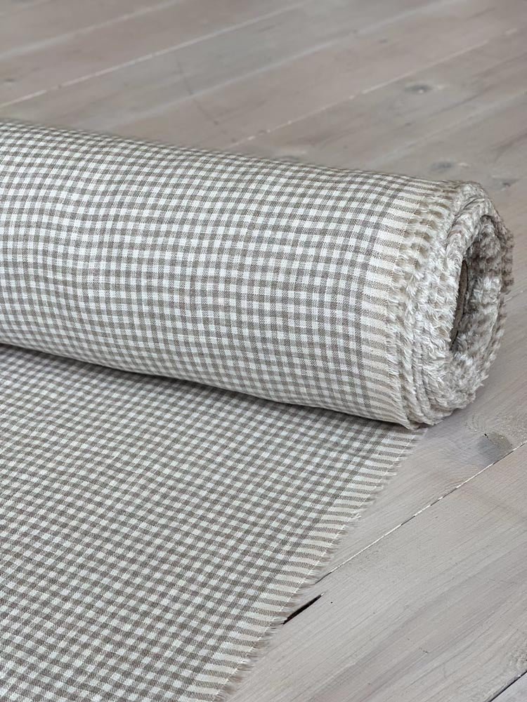 Checkered linen fabric, style 7 - earthytextiles