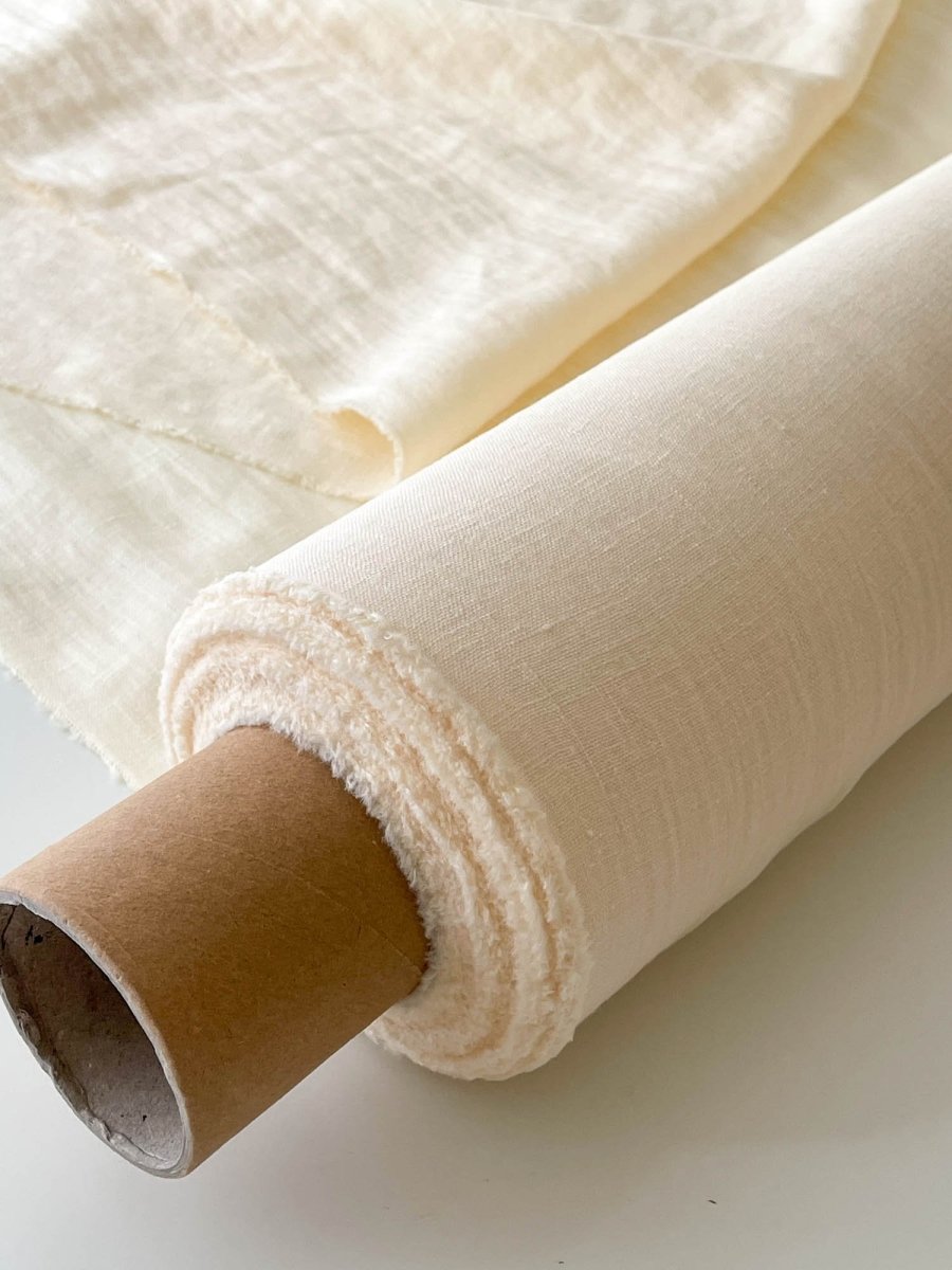 Cream linen fabric - earthytextiles